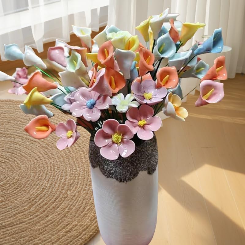 10PCS 3D Ceramics Flower Mosaic Tiles (8 Ounce)