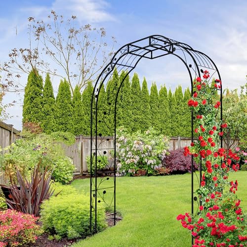 Metal Garden Arch 98.4" H Garden Arbor Trellis for Outdoor Climbing Plants Support Rose Lawn Tall Super Large Event Arch