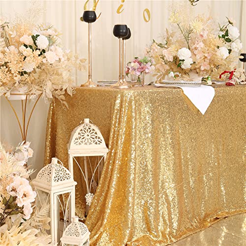 Sequin Tablecloth 90x156 Inch Gold for Wedding Party