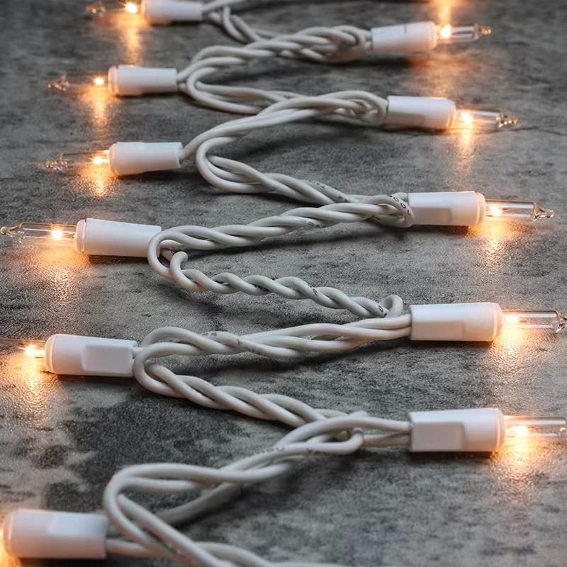 White Wire Clear 100 Incandescent Bulb Mini String Lights for Indoor Christmas Tree Garland Birthday Wedding Party Festival Decoration (100 Count)