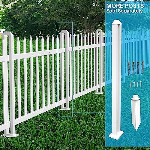 8 Sets Vinyl Picket Fence Panels 36" H x 84" W White PVC Decorative Fence for Front Yard Porch Patio Deck Pool Air Conditioner Fence Safety Dog Fence