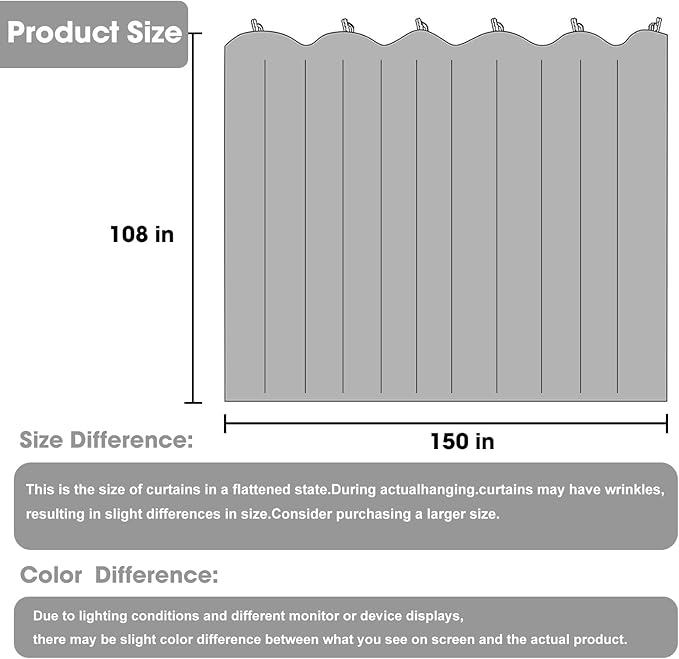 Room Divider Blackout Curtain Track Curtains Wall Dividers Panels Screen for Living Rooms Bedroom Office Privacy Partition Separation, W150 × L108 Inch,1 Panel, Grey