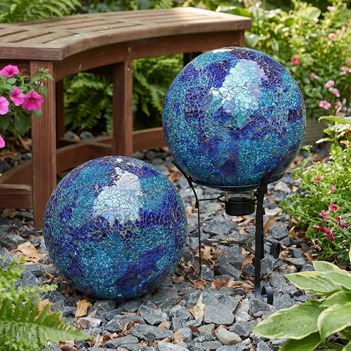 Sunnydaze 10" Mosaic Glass Gazing Ball for Garden (2 Count)