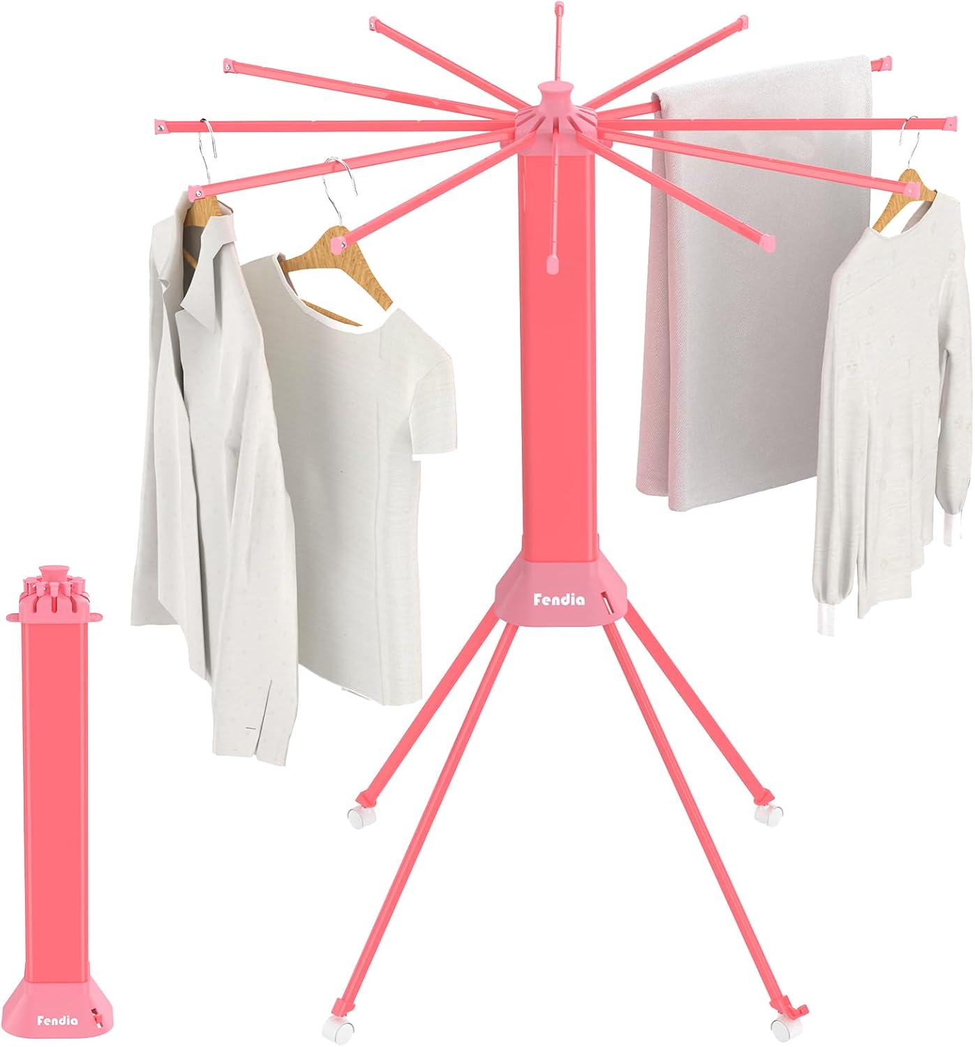 Clothes Drying Rack Foldable & Collapsible Drying Racks with 4-Leg Octopus Design, Large Capacity Space Saving Indoor Drying Rack for Bedroom,Balcony,Laundry for Indoor/Outdoor Use（Pink） - NestledHome