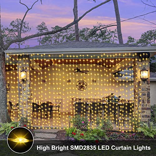 Curtain Lights Battery Operated 6.6×6.6ft with Remote Timer