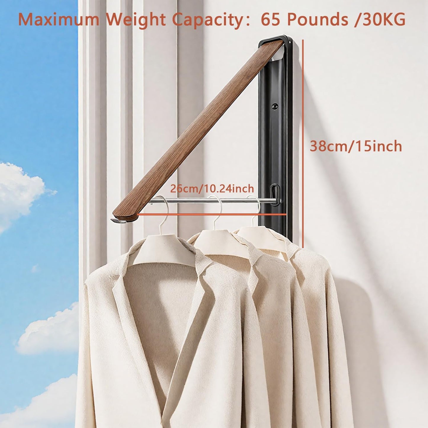 Wall Drying Rack Clothing - Retractable & Foldable Clothes Drying Rack Wall Mounted for Laundry Room Organization | Laundry Room Hanging Rack for Dorm, Closet, Balcony & Indoor/Outdoor Use - NestledHome