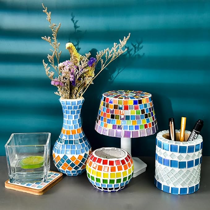 SUNGDOGIN DIY Handmade Decoration Materials Stepping Stone kit, Mosaic Loose Particles Suitable for Coasters, vase Decoration, Family Interactive Party (type1)