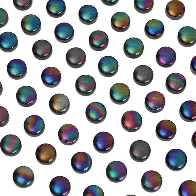 Artspac Iridescent Glass Mosaic Tiles for Crafts, 150g Round Mosaic Glass Pieces,DIY Mosaic Making Supplies for Beginners