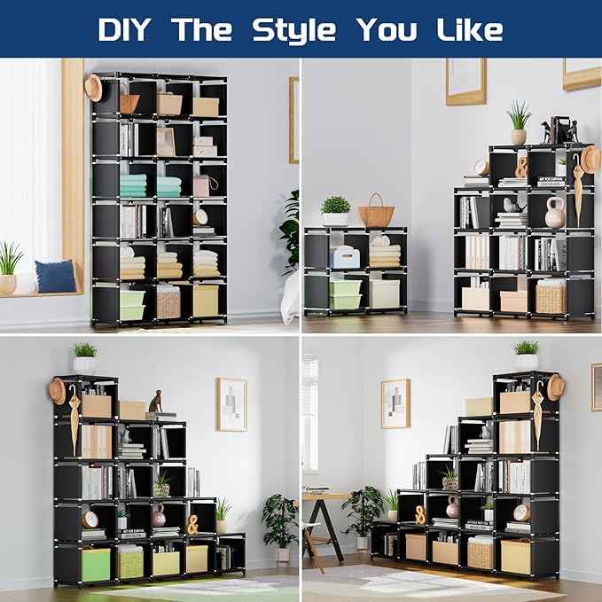 Mavivegue Book Shelf, 18 Cube Storage Organizer, DIY Bookcase, Metal Cube Bookshelf, Cubbies Closet Storage Organizer Shelves for Bedroom,Living Room,Home,Office
