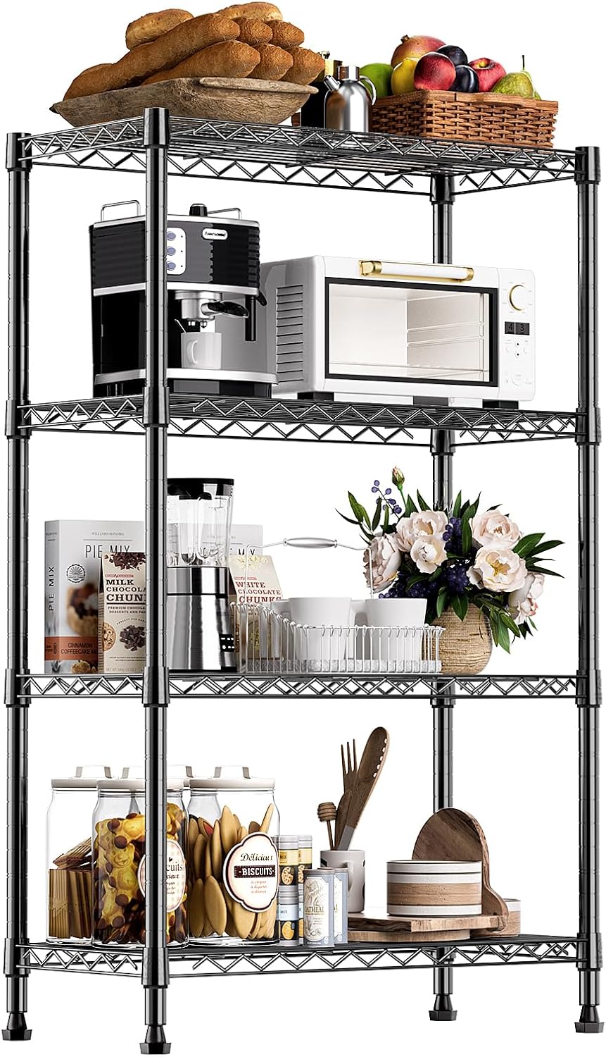1000 lbs Storage Shelving Steel Heavy Duty 4-Tier Utility Shelving Unit Steel Organizer Wire Rack for Home,Kitchen,Office (13.7" D x 29.5" W x 47.2" H) - NestledHome