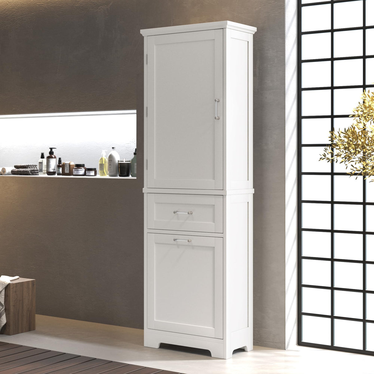 Bathroom Cabinet with Drawers and Doors