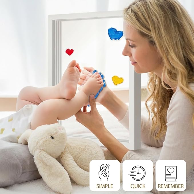 OurWarm Family Handprint Kit with Light, DIY Handprint Family Keepsake Wooden Frame with Sticker & Non-Toxic Baby Safe Paint, Baby Keepsake Gifts for Newborn, Mother's Day, New Parents, Adoption Day