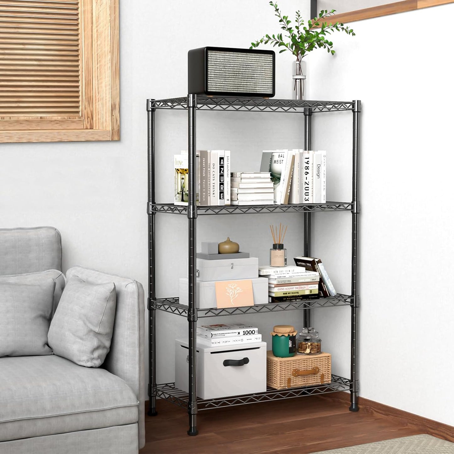 1000 lbs Storage Shelving Steel Heavy Duty 4-Tier Utility Shelving Unit Steel Organizer Wire Rack for Home,Kitchen,Office (13.7" D x 29.5" W x 47.2" H) - NestledHome