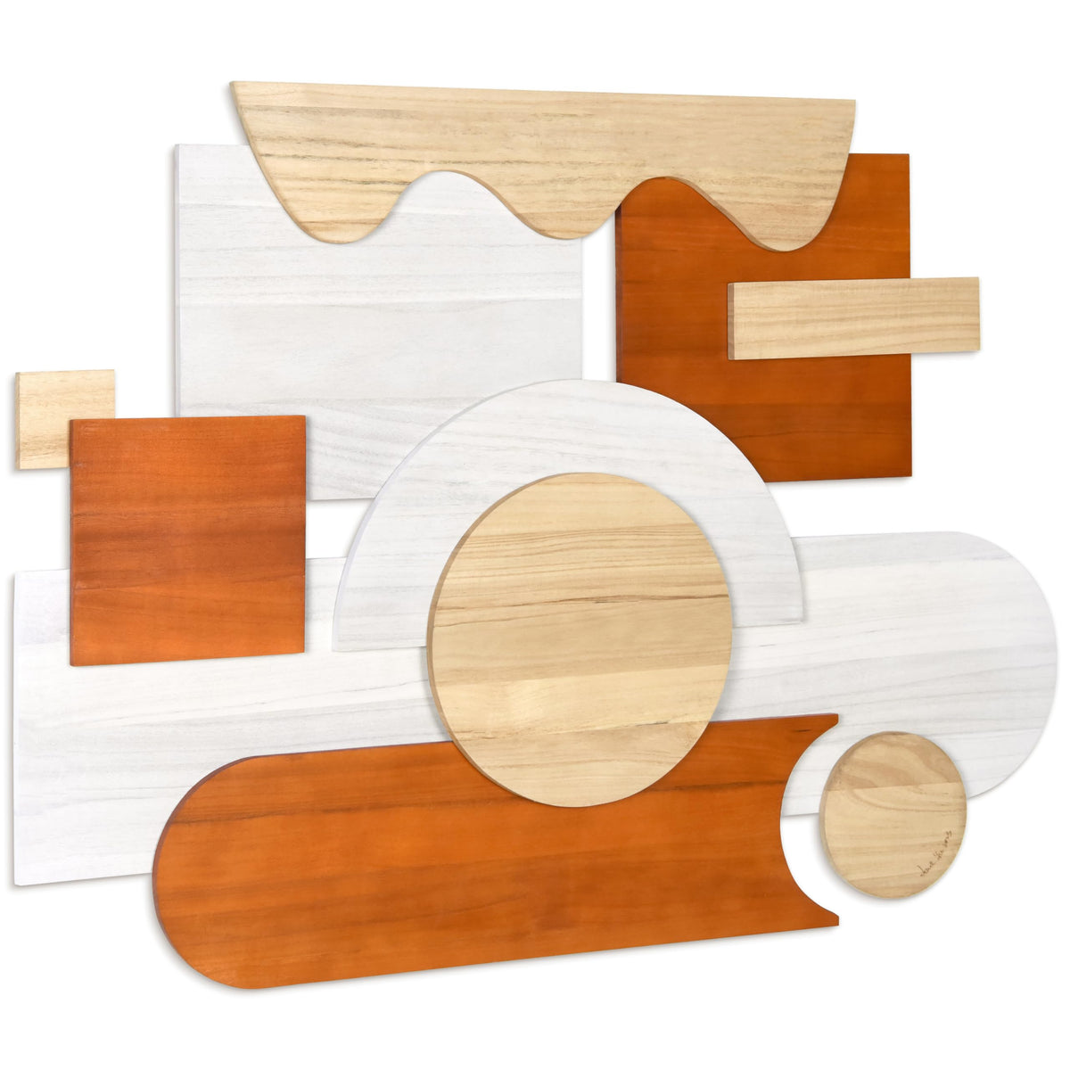 Cinnamon Dreamscape II" Handmade Dimensional Solid Paulownia Wood Abstracts Wall Art (23 Count)