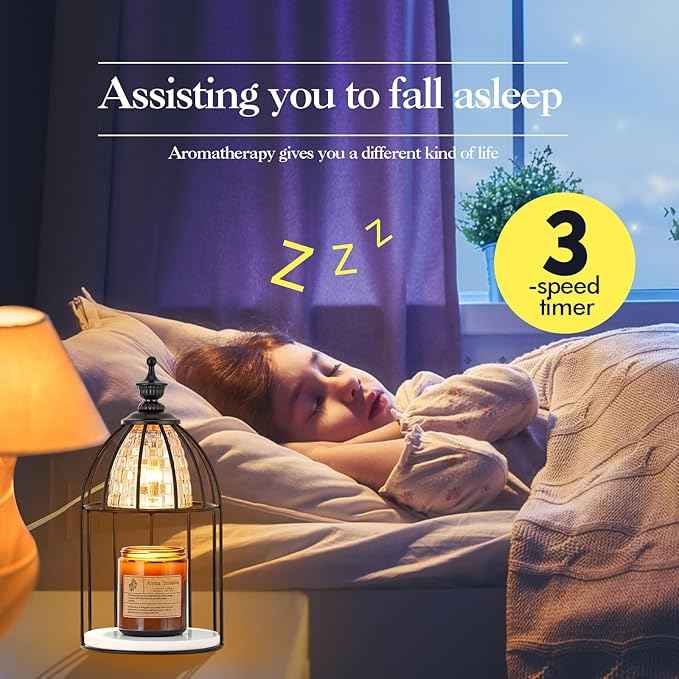 Candle Warmer Lamp for Top-Down Candle Melting, Vintage Aromatherapy Wax Melting lamp,Night Lamp (Black)