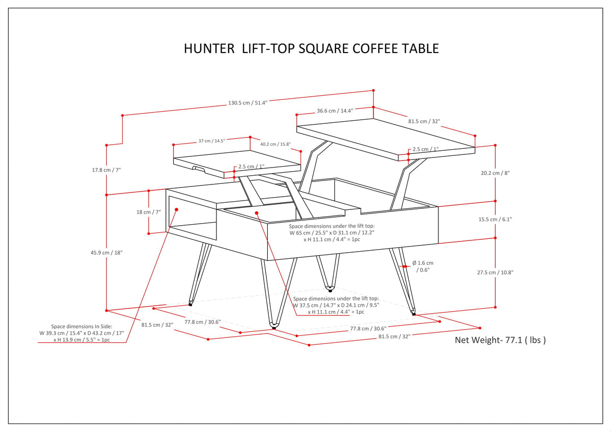 Hunter 32" Wide Solid Mango Wood Coffee Table in Umber Brown