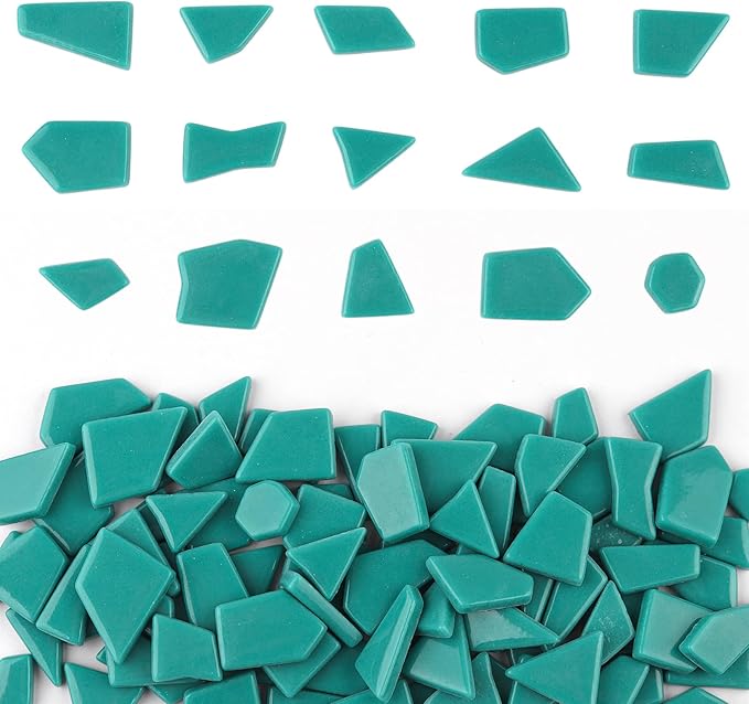 Youway Style Teal Glass Mosaic Tiles for Crafts Bulk,200g Broken Mosaic Glass Pieces for DIY Spring Mosaic Art Decor,Garden Mosaic Supplies