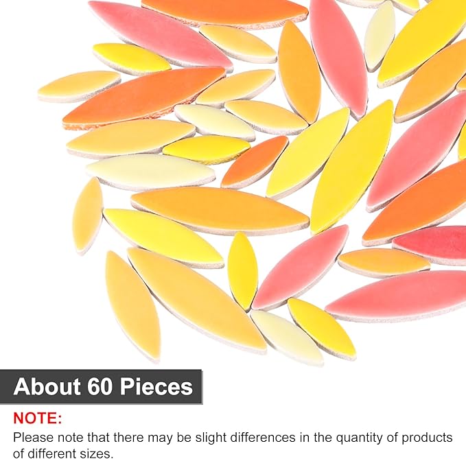 uxcell Ceramic Mosaic Tile, About 200g Teardrop Leaf Tile Mosaic Block for Handicrafts Artwork, White/Red/Pink/Yellow