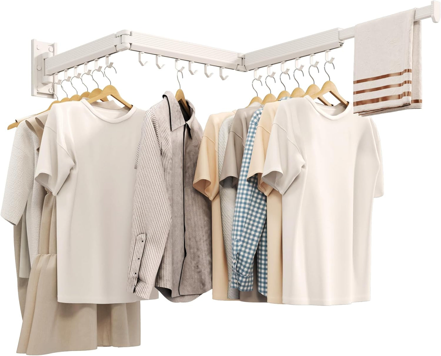 Wall Mounted Clothes Drying Rack, Collapsible Laundry Drying Rack, Retractable Foldable Drying Rack Clothing for Hanging Clothes - NestledHome