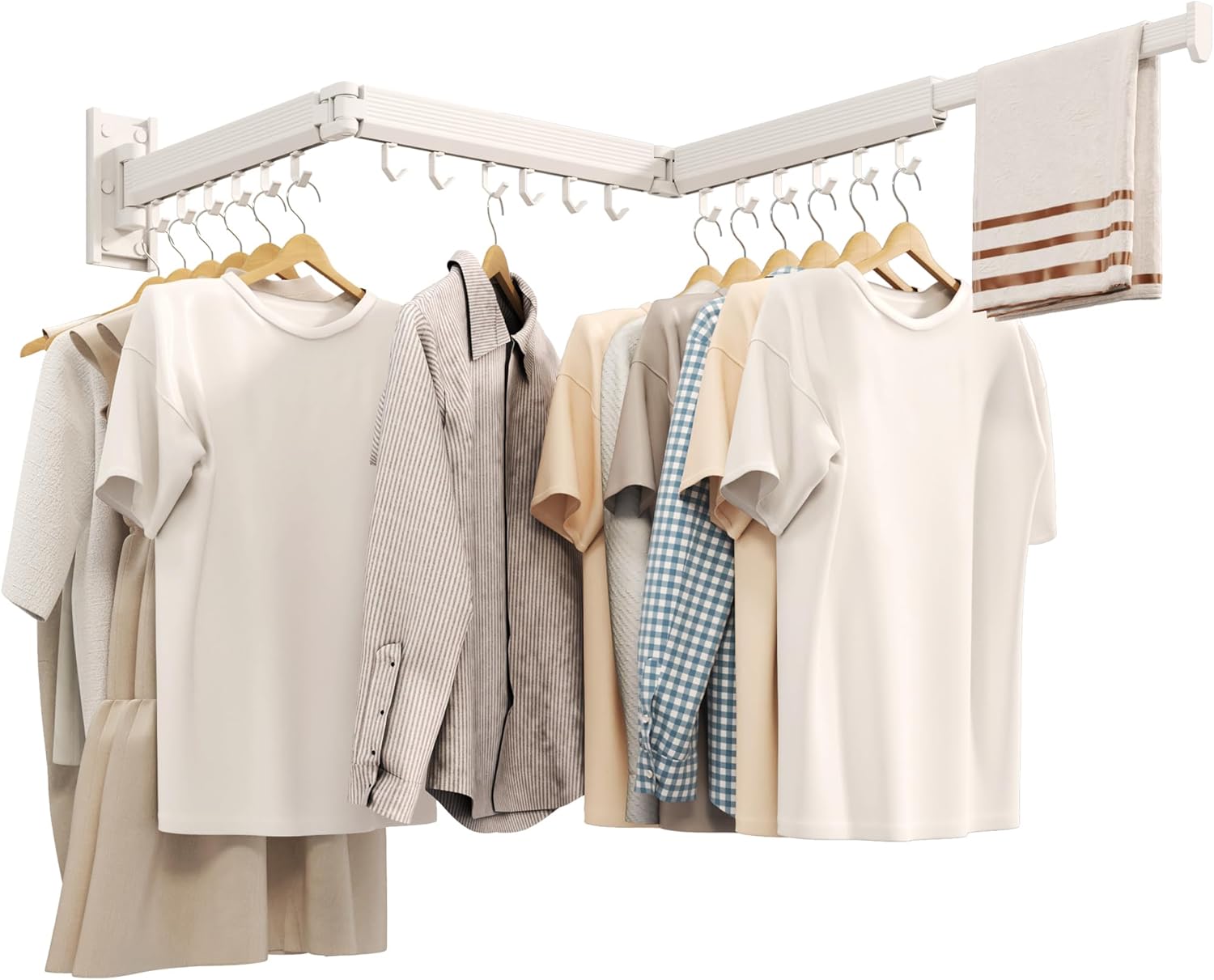 Wall Mounted Clothes Drying Rack, Collapsible Laundry Drying Rack, Retractable Foldable Drying Rack Clothing for Hanging Clothes - NestledHome