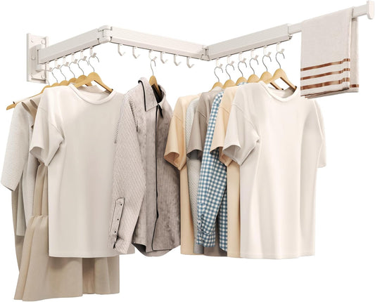 Wall Mounted Clothes Drying Rack, Collapsible Laundry Drying Rack, Retractable Foldable Drying Rack Clothing for Hanging Clothes - NestledHome