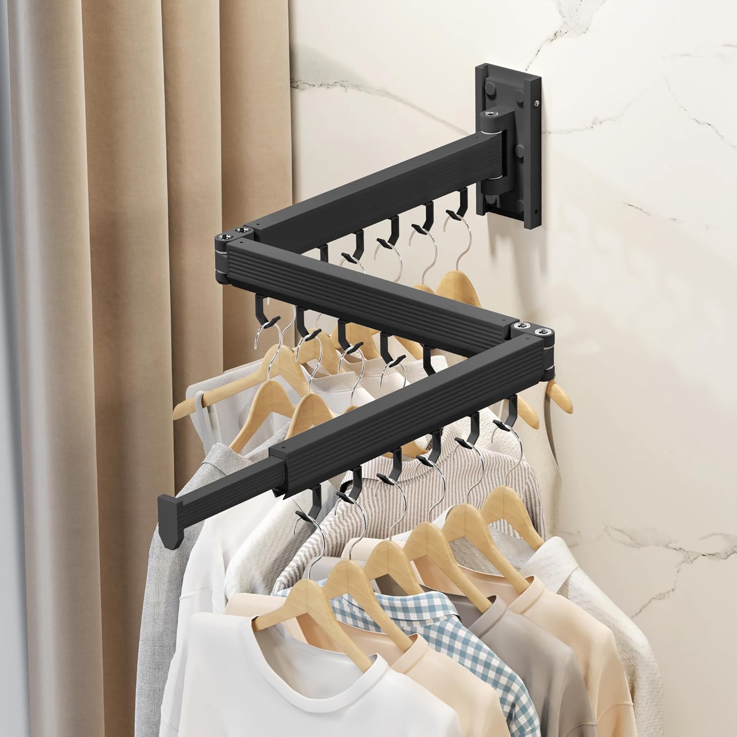 Wall Mounted Clothes Drying Rack, Collapsible Laundry Drying Rack, Retractable Foldable Drying Rack Clothing for Hanging Clothes - NestledHome