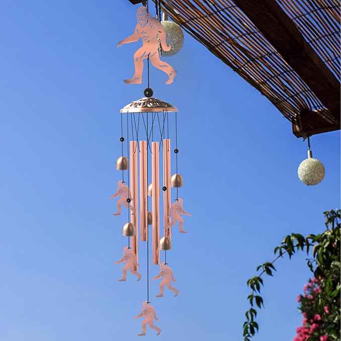 Brass Bigfoot Wind Chime,Handmade Unique Wind Chimes for Outside Clearance, Garden Gift for Yard Decorations Outdoor, Perfect for Mom, Kids Meditation Lovers - Nursery, Patio Garden Decor