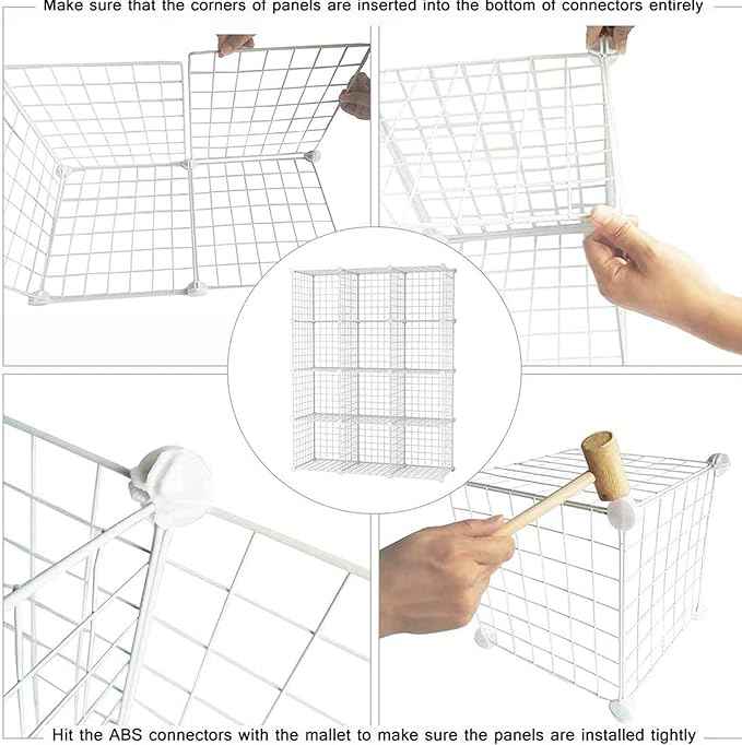 C&AHOME Wire Cube Storage, 12-Cube Storage Organizer Metal, C Grids Storage Bins Shelving, Modular Bookshelf Shelf, Closet Cabinet Ideal for Bedroom, Office 36.6”L x 12.4”W 48.4”H White
