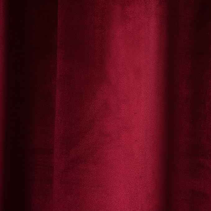Cherry Home Set of 2 Heavy Velvet Flannel Blackout Window Curtains Drapes with Top Grommet Draperies Eyelet 52 Inches Wide by 120 Inches Long,Burgundy for Bedroom Living Room
