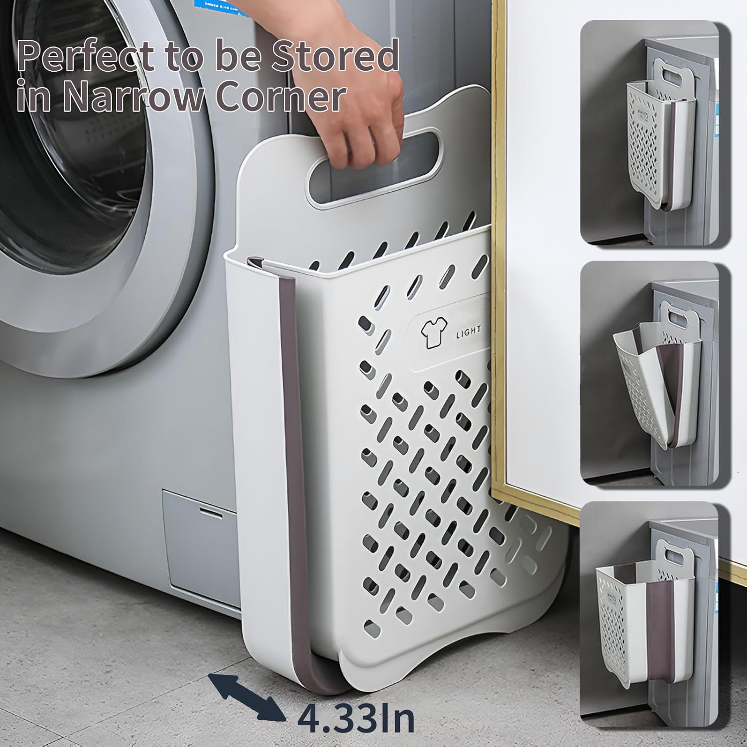 Plastic Collapsible Hanging Laundry Baskets with Carry Handle, Space-Saving Wall Hanging Laundry Basket Durable Tall Folding Plastic Laundry Hamper Waterproof Dirty Clothes Organizer XL+L - NestledHome