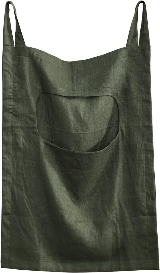 Amazhiyu 100% Linen Door Hanging Laundry Hamper Bag, 19x27 Inches Dusty Green - NestledHome