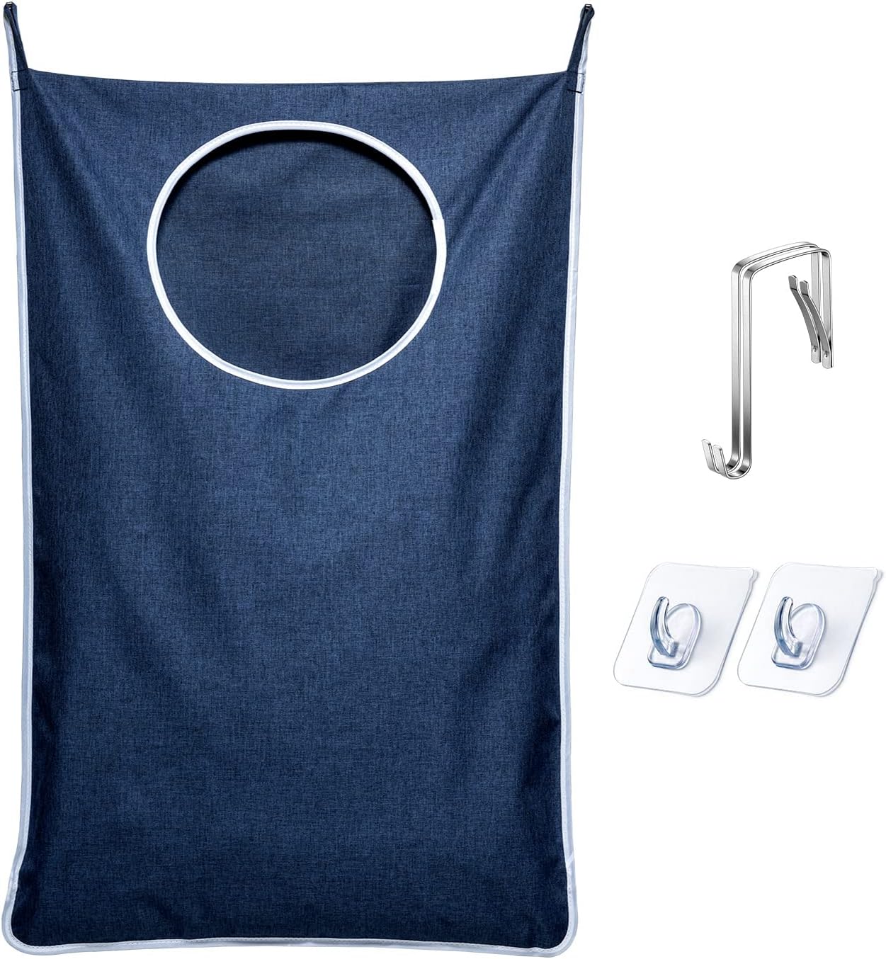KEEPJOY XL Hanging Laundry Hamper Bag, Hanging Hamper with 2 Strong Hooks for Dirty clothes Door Hanging Laundry bag Large Size 36X22 inch (Blue-1Pack) - NestledHome