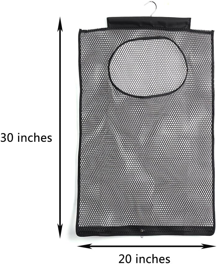 ALYER Breathable Mesh Laundry Hamper,Foldable Hanging Closet Storage Basket,Portable Space Saving Dirty Clothes Bag (Black) - NestledHome