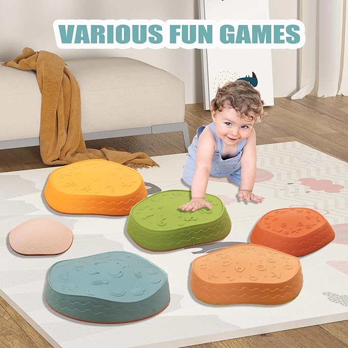 Fanboxk Stepping Stones for Kids,Non-Slip Toddler Sensory Stepping Stones for Promoting Toddler Balance Coordination Skills,Obstacle Courses Sensory Toys Outdoor or Indoor Play for Kids Age 3-8
