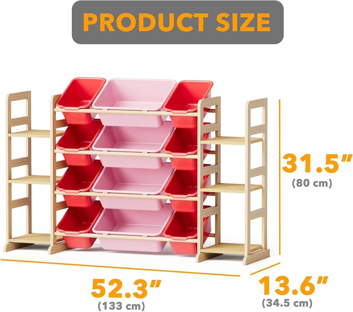 SpaceAid Toy Storage Organizer with 6 Shelves and 12 Bins, Toy Organizers Storage Bookshelf, Kids Bin Shelf Toys Box Bookcase for Bedroom Playroom Organization Room Decor, Red and Pink - NestledHome