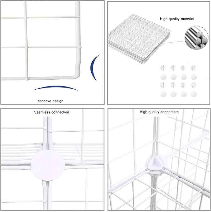 C&AHOME Wire Cube Storage, 9-Cube Organizer Metal, Wire C Grids Storage, Storage Bins Shelf, Modular Bookshelf, Closet Cabinet Ideal for Home, Living Room, Office 36.6”L x 12.4”W x 48.4”H White
