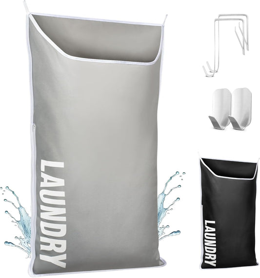 Hanging Laundry Hamper Bag XL 40x22", Space Saving over the Door Storage Bags, Behind the Door Hampers for Dirty Clothes & Wall Mounted Basket for Bathroom, Organizer for Small Room Spaces RV - NestledHome