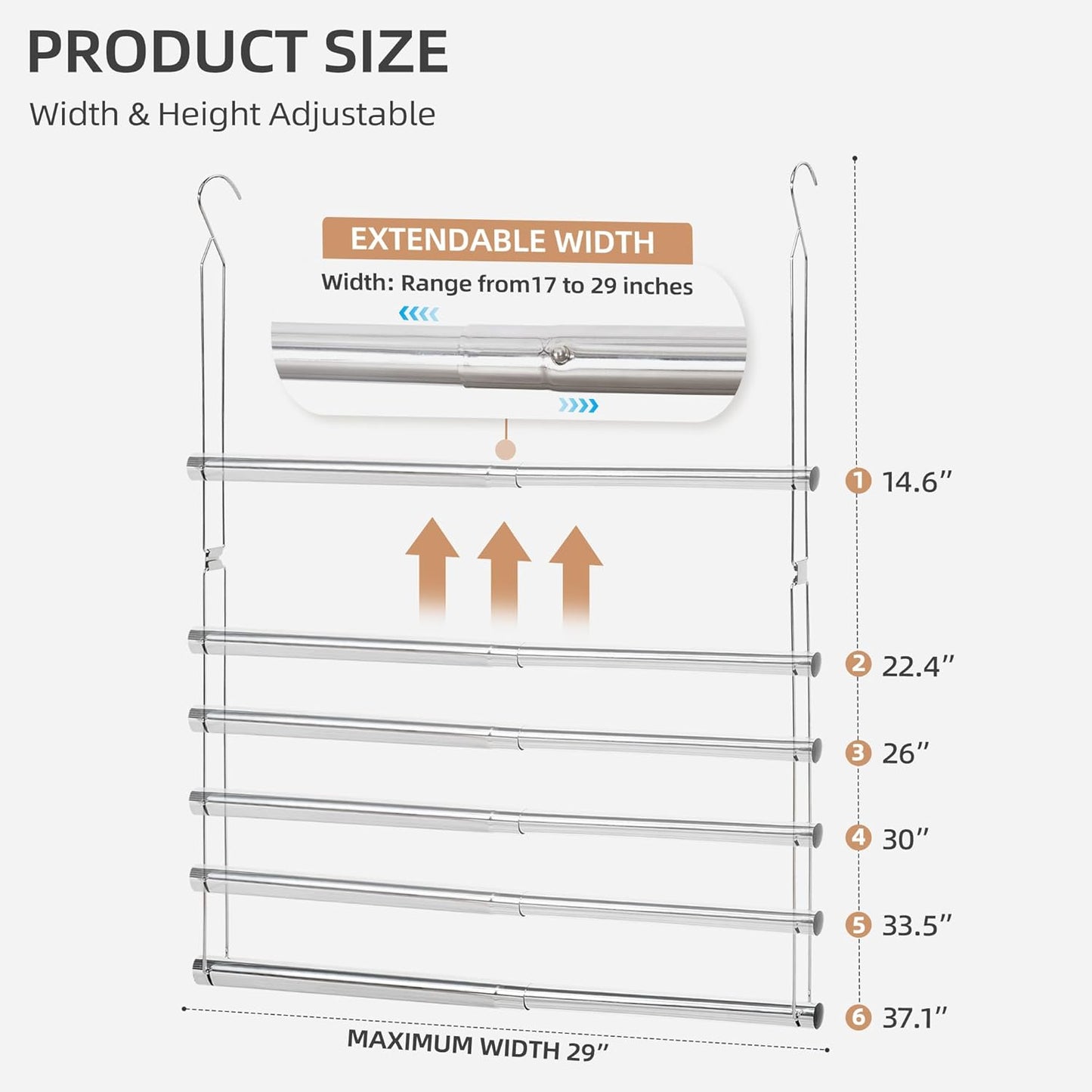 STORAGE MANIAC Hanging Closet Rod, Adjustable Width and Height Closet Hanging Organizer, Space-Saving Clothes Hanging Bar, Closet Extender Hanging Rod Double Closet Hanging Rod, 2 Pack Chrome - NestledHome