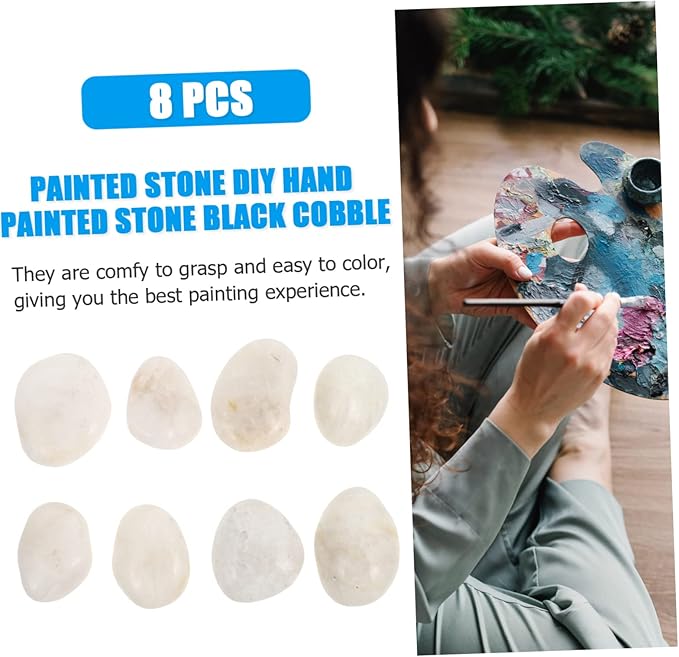 Kisangel 8pcs Hand-Painted Stepping Stones for Boys and Girls DIY Rocks Craft Educational Fun