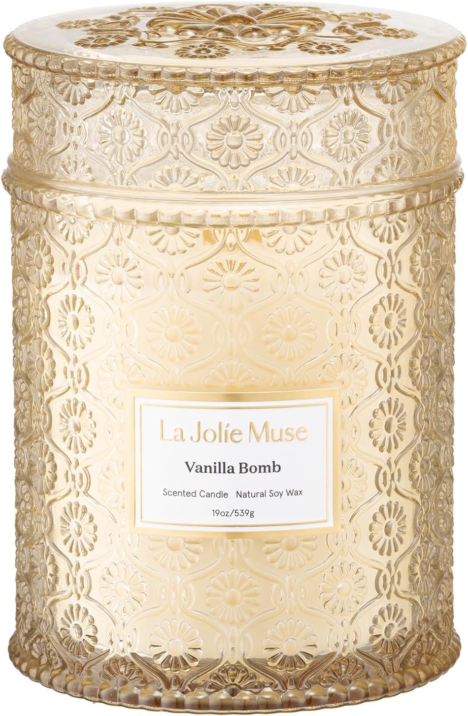 LA JOLIE MUSE Fall Candle | Vanilla Bomb Candle –Vanilla, Lemon Zest & Patchouli |19 oz Large Wooden Wick | Natural Soy Wax | 90 Hours Clean Burn | Gift-Ready for Autumn Hosting | Seasonal Home Décor - NestledHome