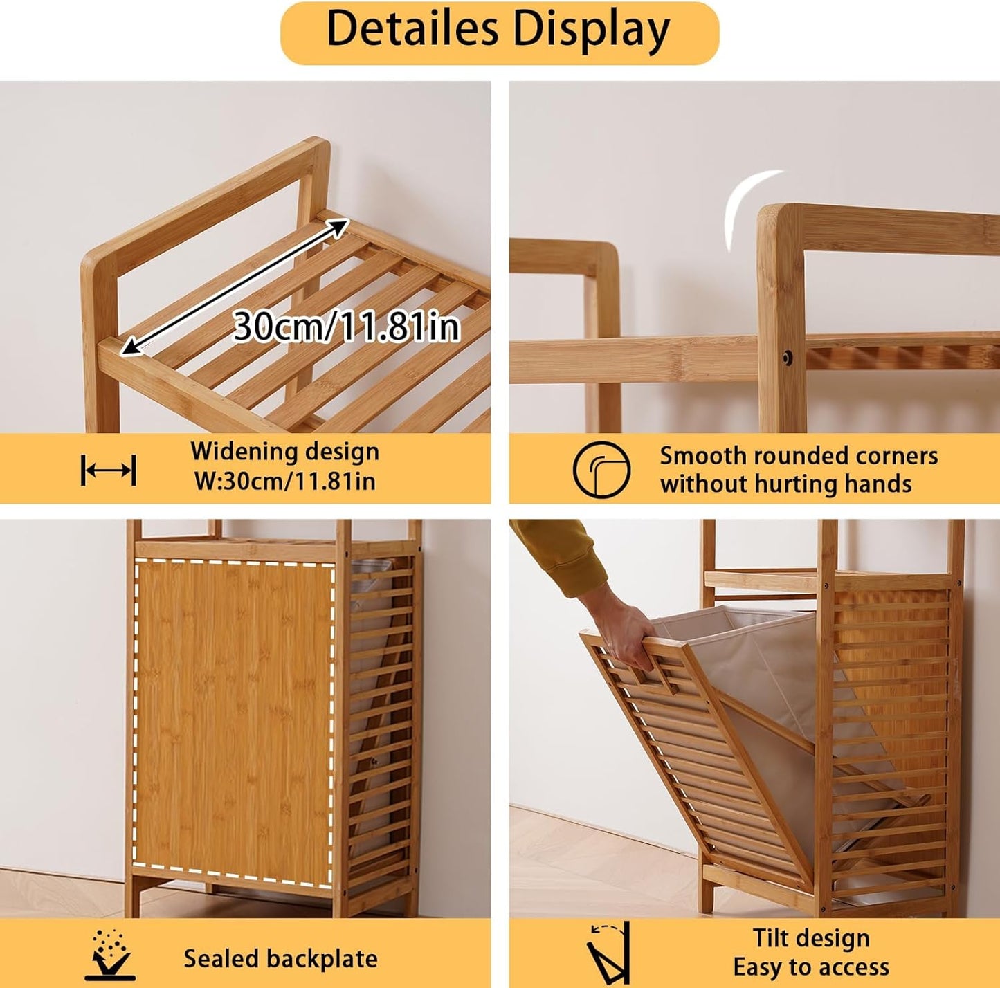 Laundry Hamper with 3 Tier Shelves & Tilt Out Basket, Laundry Baskets Organizer Hampers Bathroom Storage Shelf for Laundry Room, Bathroom, Guest Room (3-Tier Small) - NestledHome