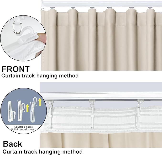 Room Divider Blackout Curtain Track Curtains Wall Dividers Panels Screen for Living Rooms Bedroom Office Privacy Partition Separation, W150 × L120 Inch,1 Panel, Beige