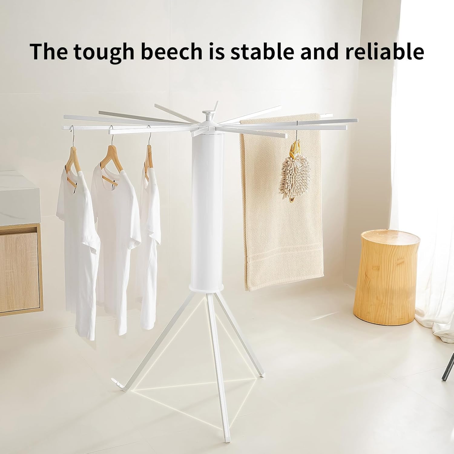 JOOM Tripod Clothes Drying Rack, Garment Rack Portable and Foldable Space Saving Laundry Drying Rack - Drying Rack Clothing Floor Folding Balcony Bedroom Household Aluminum - NestledHome