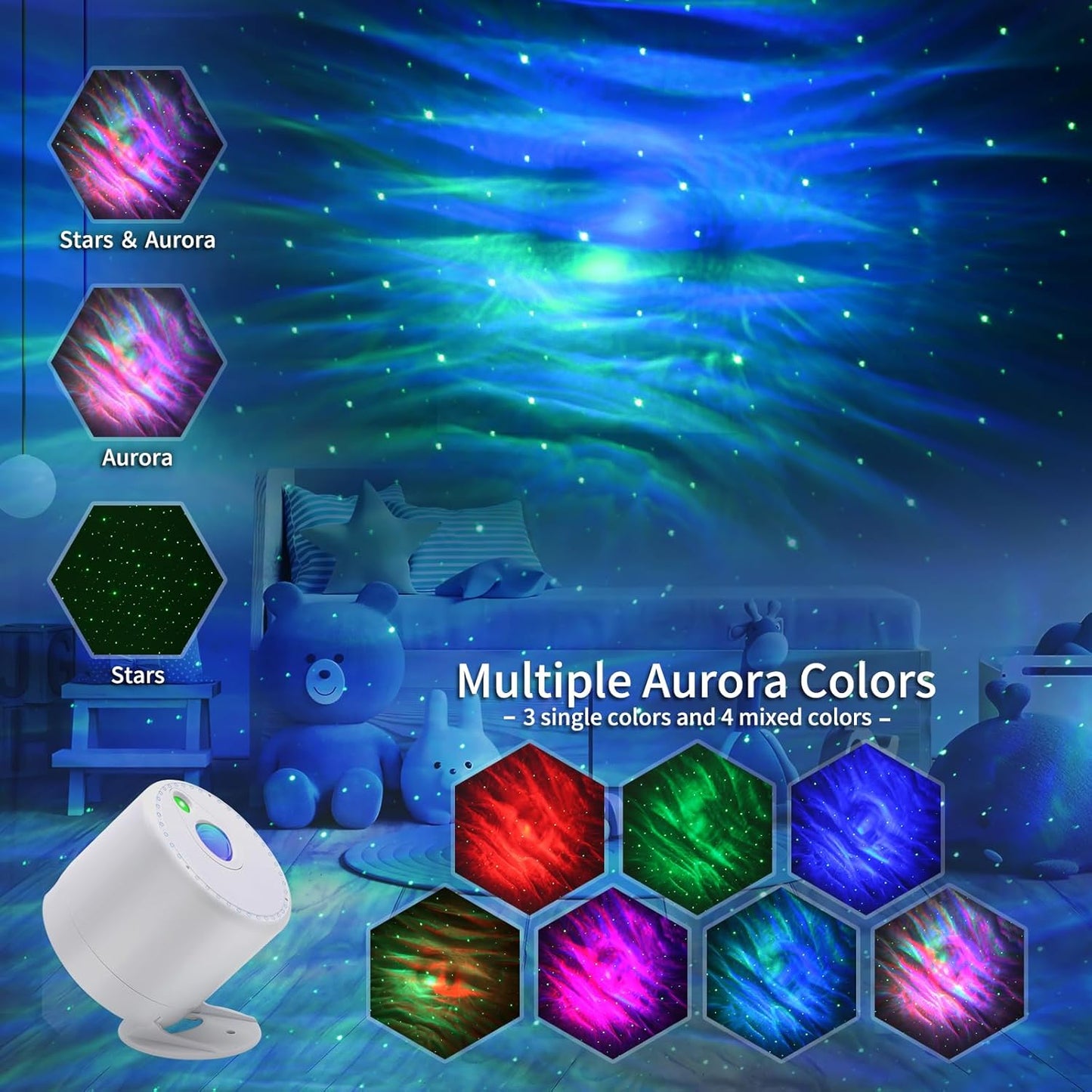 Galaxy Projector, Star Projector with Timer and Remote Control, Adjustable Color, Brightness, and Movement Speed, for Adults, Bedrooms, and Living Rooms Night Light Projector.