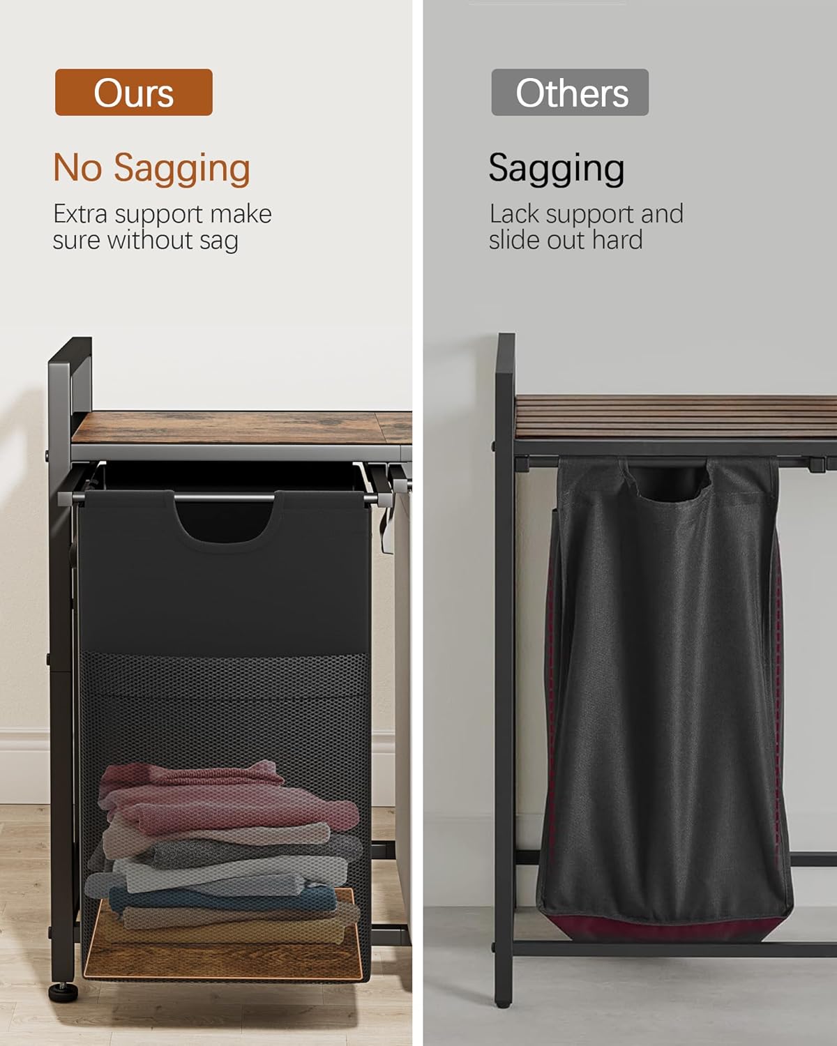 Lulive Double Laundry Hamper, Multifunctional Basket Organizer, 112L Laundry Sorter with Removable Bags and Fabric Handles, Large Top Shelf Laundry Bag for Bathroom, Dorm, Laundry Room - NestledHome