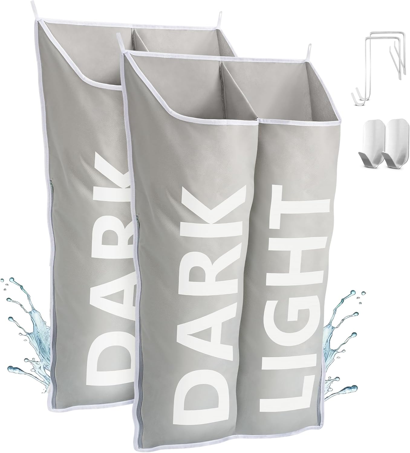Hanging Laundry Hamper Bag XL 40x22", Space Saving over the Door Storage Bags, Behind the Door Hampers for Dirty Clothes & Wall Mounted Basket for Bathroom, Organizer for Small Room Spaces RV - NestledHome