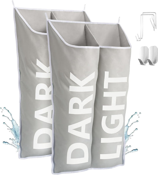 Hanging Laundry Hamper Bag XL 40x22", Space Saving over the Door Storage Bags, Behind the Door Hampers for Dirty Clothes & Wall Mounted Basket for Bathroom, Organizer for Small Room Spaces RV - NestledHome
