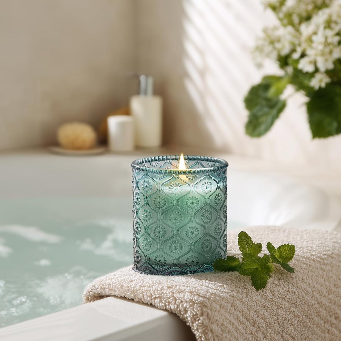 LA JOLIE MUSE Geranium Vert Mint Candle - Mint, Geranium, Lavender | 6 oz Natural Soy Wax | 40 Hours Clean Burn | Fresh Scented Candle | Gift-Ready for Hosts & Gatherings - NestledHome