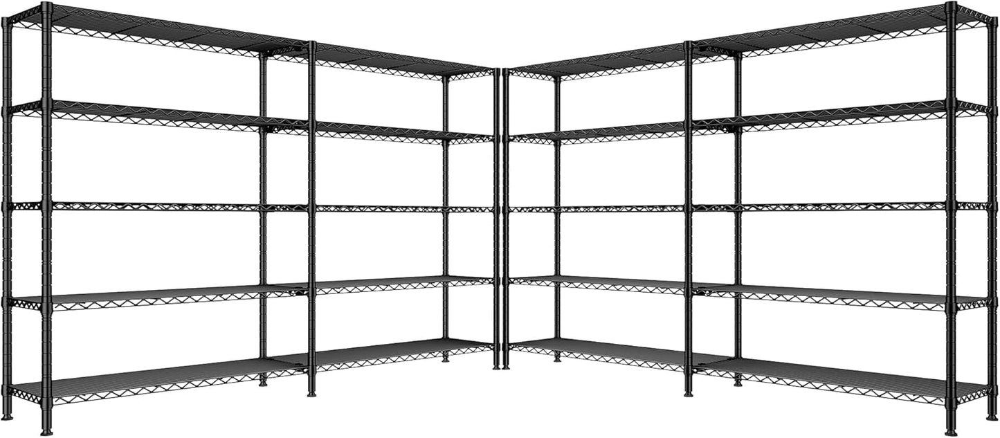 REIBII 70" W Storage Shelves Heavy Duty Load 1600LBS, Metal Shelving 5-Tier Wire Shelving Unit Metal Shelves for Storage Adjustable Shelving Rack for Pantry Kitchen 70" W*15.8" D*72.4" H, 2 Pack - NestledHome