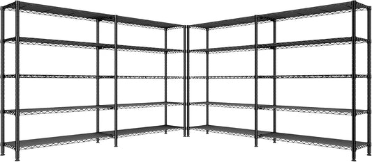 REIBII 70" W Storage Shelves Heavy Duty Load 1600LBS, Metal Shelving 5-Tier Wire Shelving Unit Metal Shelves for Storage Adjustable Shelving Rack for Pantry Kitchen 70" W*15.8" D*72.4" H, 2 Pack - NestledHome